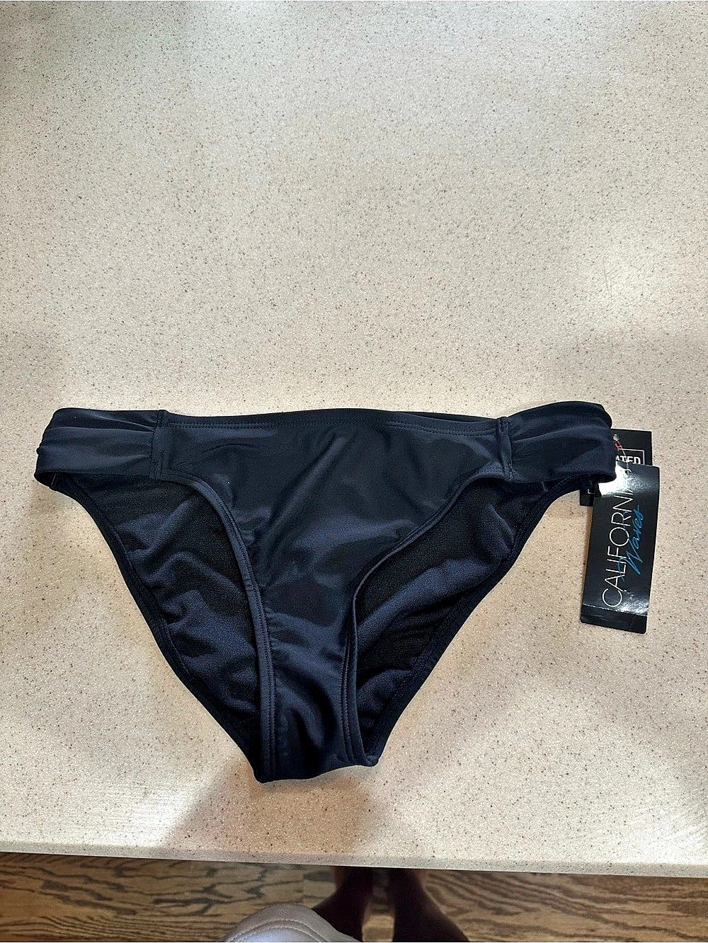 California Waves Black Hipster Bikini Bottom Size Medium NWT